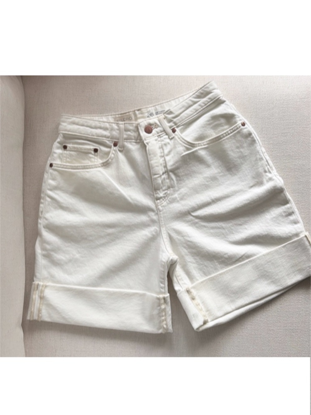 The Austyn High-Rise Cuffed Jean Shorts by Pilcro Anthropologie size26 ivory